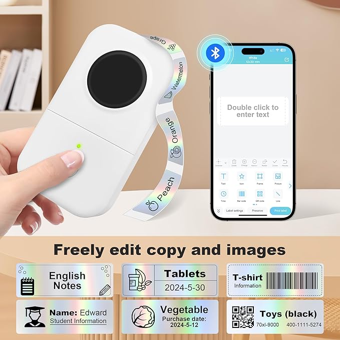 PARLAIM 14 X 40mm (1/2" x 1 1/2") Waterproof Thermal Label, 160pcs OEM Label Tape Replacement Roll for Label Maker Perfect for Home/Office/School, Holographic Sliver