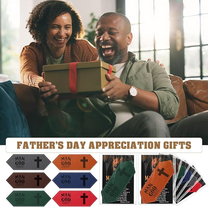 Colarr 36 Sets Christian Gifts for Men, Man of God Magnetic Leather Bookmarks with Bible Verse Cards & OPP Bags, Religious Gifts for Father's Day, Church, Pastor, Priest, BibleStudy (Magnetic)