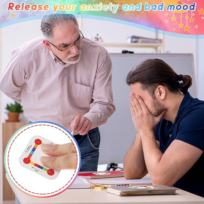 Gersoniel 36 Pcs Anxiety Sensory Stickers Strips Adhesive Textured Mental Health Calm Stickers Mindfulness Fidget Decals Stress Anxiety Relief Items for Therapy Office Desk (Bright Breathe)