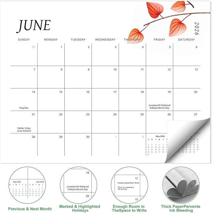 Magnetic Refrigerator Calendar (January 2026 to June 2027) | 18-Month Fridge Calendar for Home & Office Planning, 15"x12" (White-1, 12 * 15)
