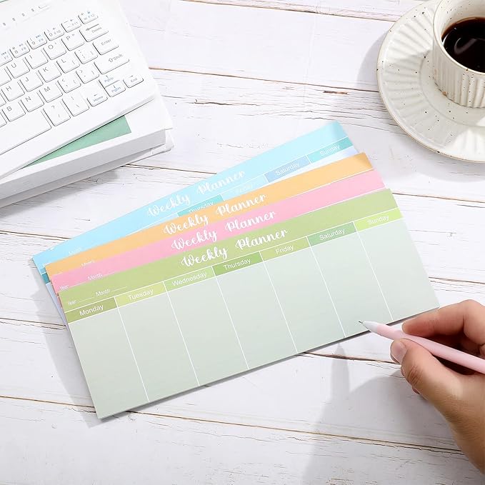 Geyee 120 Sheets Weekly Planner Notepad Tear off Weekly Calendar Pad to Do List Sticky Notepad Desk Schedule Planner for Student Habit Tracker Reminder Office School