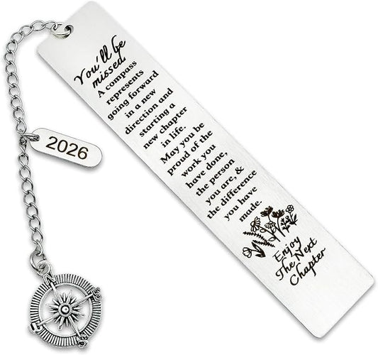 Coworker Leaving Gifts for Women Men Going Away Farewell Goodbye Gift for Coworkers 2026 Retirement Gift Compass Bookmark You Will Be Missed for Friends Boss Teacher Nurse Work Bestie