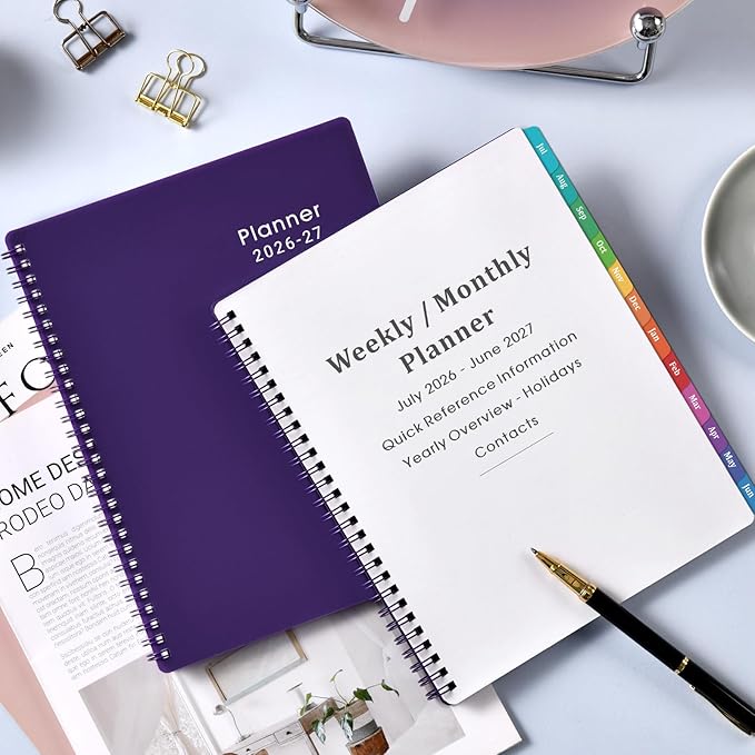 Planner 2026-2027 - Planner 26-27, Jul. 2026 - Jun. 2027, 8”× 10”, 2026-2027 Weekly & Monthly Planners with Monthly Tabs, Strong Twin-Wire Binding, Waterproof cover