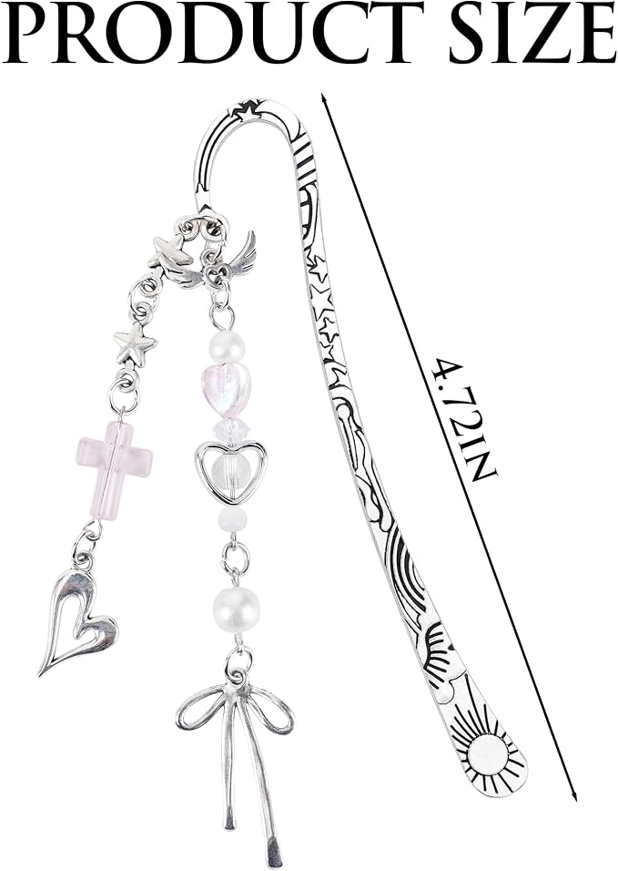 Unique Bow Bookmark Gifts - Charm Pink Aesthetic Book Mark Cute Silver Chain Tassel Metal Page Marker for Reading Women Girls Readers Students Teachers School Supplies Birthday Valentines