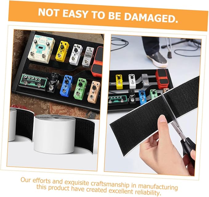 LIOOBO 2rolls Guitar Pedal Board Tape Durable Hook and Loop Mounting Strips for Secure Effect Pedal Installation Nylon Fasteners for Electric Guitar Accessories