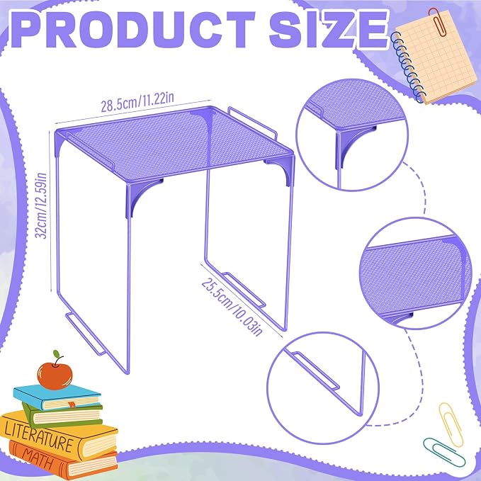 Locker Organizer Shelf Purple Stackable Extra Locker Shelf Storage Cabinet Accessories for Back to School Office Home Gym Supplies