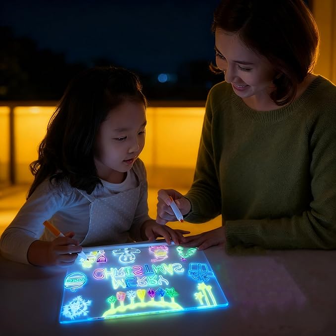 LED Drawing Board, 2026 New Led Drawing Board for Kids, Glowboard, Acrylic Dry Erase with Light,Includes 7 Color Pens,for Office, School, Home(12 * 8in)