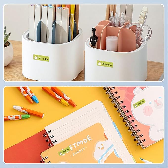 Thermal Labels DETONGER 1/2 Width Compatible Tape Refills Label Stickers Film Coatedfor Label Maker Tapes Home Office School Business Use Sticky Liquid-Proof 0.5"×1.6"(12×40mm) Duck