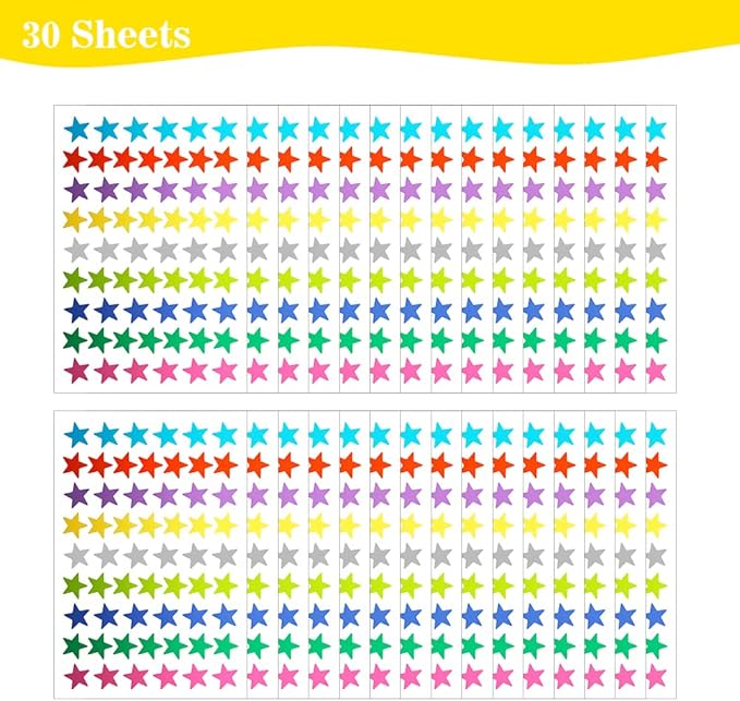 Small Star Stickers, 1620 PCS Rainbow Star Sticker for Kids Reward, 9 Colors Foil Stars Stickers, 30 Sheets Small Stars Sticker for School Planner, Behavior Chart, Classroom Teacher Supplies, DIY