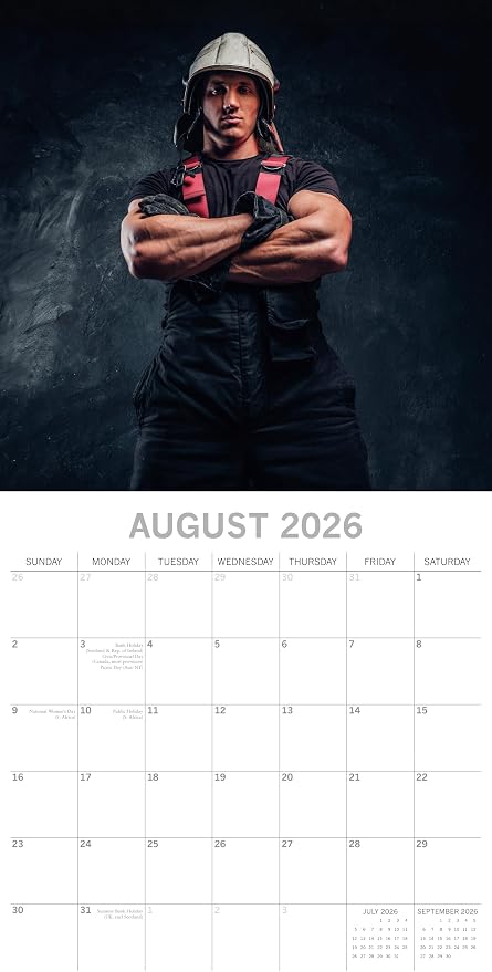 2026 Square Wall Calendar - Firefighters 12 x 12 Inch Monthly View, 16-Month, Unveiled Theme, Includes 180 Reminder Stickers