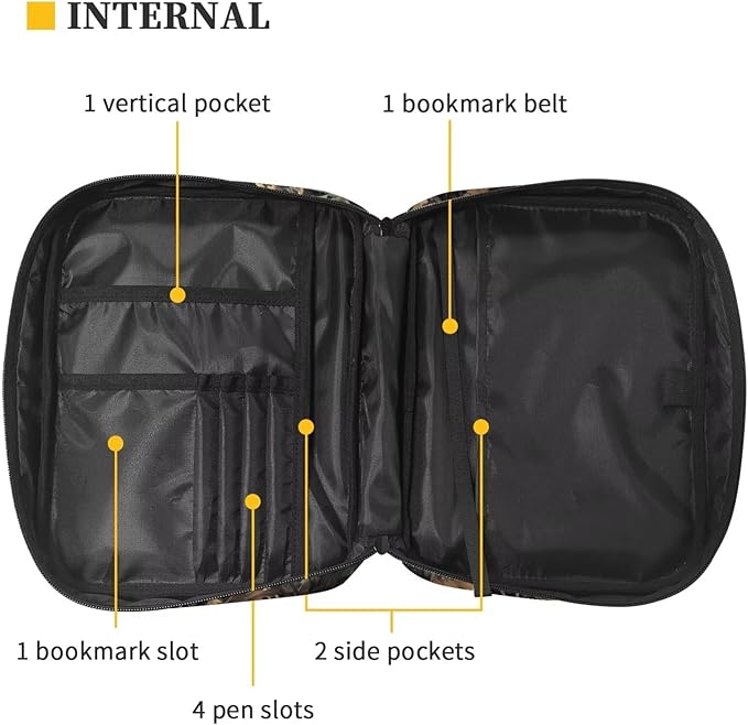 Suobstales Hunting Camo Forest Leaves Print Bible Covers for Women Men Lightweight Bible Bag Bible Accessories with Handle and Zippered Pocket Bible Tote Bag for Kids