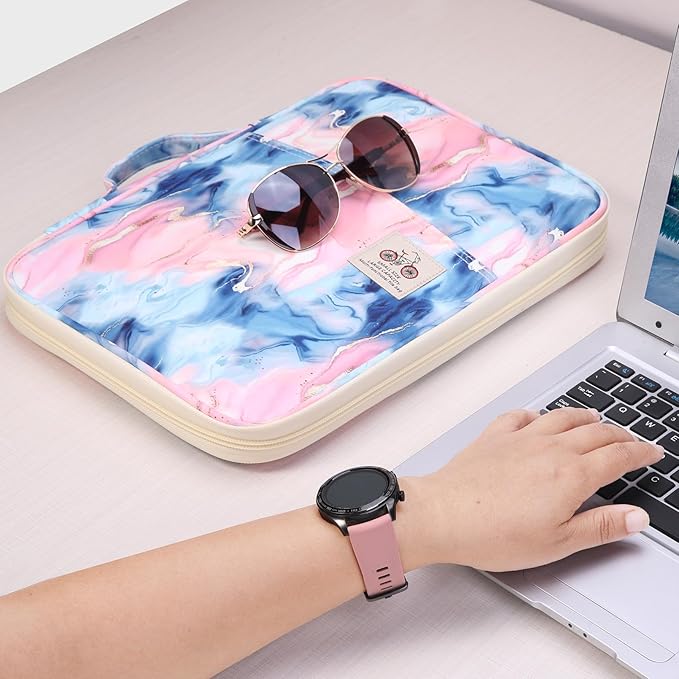 JAKAGO A4 Travel Portfolio Multifunctional Document Organizer Zippered Case for Office Supplies (LSpink)