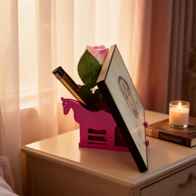 Horse-Shaped Pen Holder, All-aluminium. Multifunctional Metal stand.Book/Tablet/Phone Display Shelf, Decorative Office & Home Decor, Unique Gift Idea.