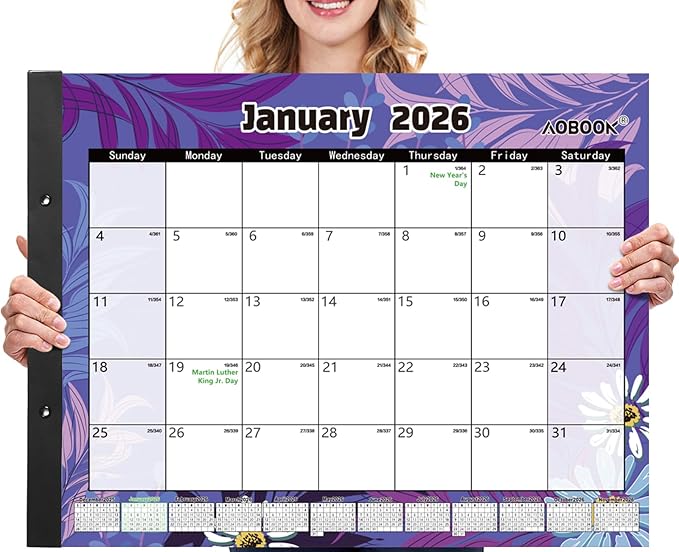 Large 22''x17'' Desk Calendar 2026, Use January to Dec 2026, Big Deskpad Calendar or Extra Large Monthly Organizer Desk/Wall Planner, Colorful Seasonal Designs