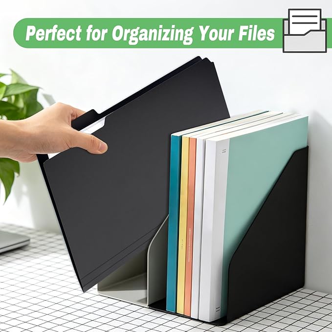 Black File Folders, 6-Pack, 1/3 Tab Filing Folders for 8.5x11 Letter Size Documents, Great for Organizing and Easy File Storage (6 Pack)