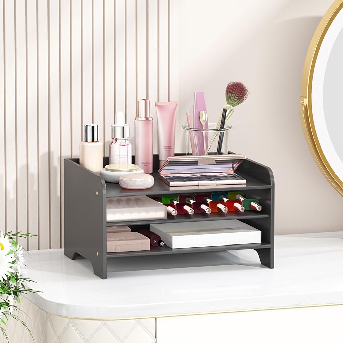 Desk File Organizer 4-Tier Desktop Paper Mail Organizer Document Holder for Home Office Supplies, Office Desk Accessories & Workspace (Black)