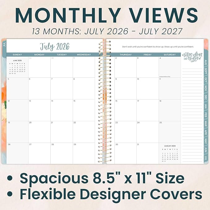 bloom daily planners 2026-2027 (8.5" x 11") Academic Year Day Planner (July 2026 - July 2027) - 13 Months Weekly & Monthly Agenda Organizer with Stickers & Tabs - Painted Peonies