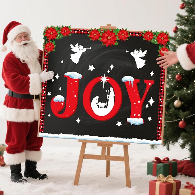 Funrous 45 Pcs Christmas Nativity Bulletin Board Decorations Set Xmas Christian Bulletin Board Advent Jesus Birth Cutouts with Borders for Christmas Religious Sunday School Classroom Church Wall Decor