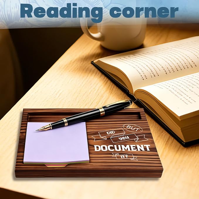 FOUGSTA Funny Office Gifts for Accountant, Gag Office Gifts for Accountant, Gag Desk Decor Gift for Coworker,Wooden Notepad Pen Holder With Funny Quotes,16.5 x 12 x 1.5 cm,XXN12