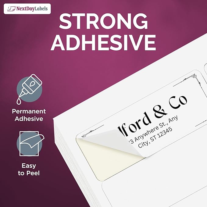 NextDayLabels 2.63x1 Inch Rectangle Stickers White Blank Labels for Laser Inkjet Printer - 30 Per Sheet Self-Adhesive Address Mailing Name Tags Made in USA - 15,000 Labels