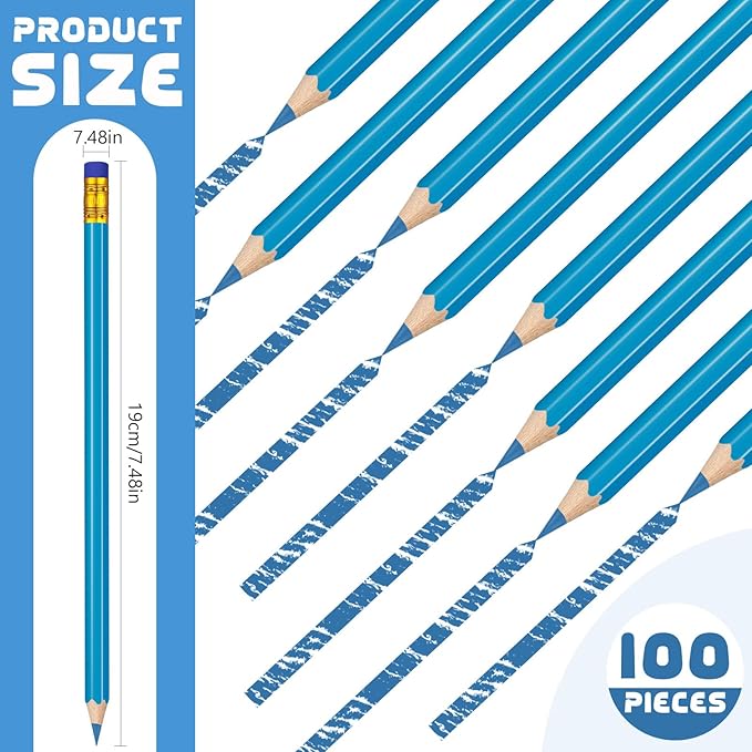 Sivak 100 Pack Checking Pencils with Eraser Erasable Colored Pencils Presharpened Checking Correcting Pencils Grading Pencils for Drawing Art Checking Map Coloring Tests Grading Tests (Blue)