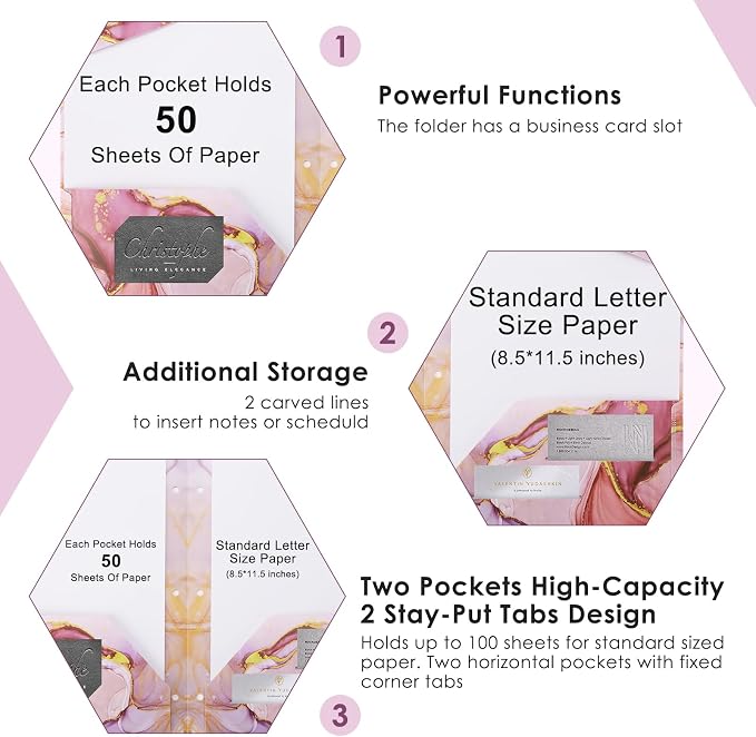 Ddaowanx Plastic Folders with Pockets, 8pcs Decorative Folder Marble Colors, Heavy Duty Plastic Two Pocket File Folders, Fits 3-Ring Binders (8)