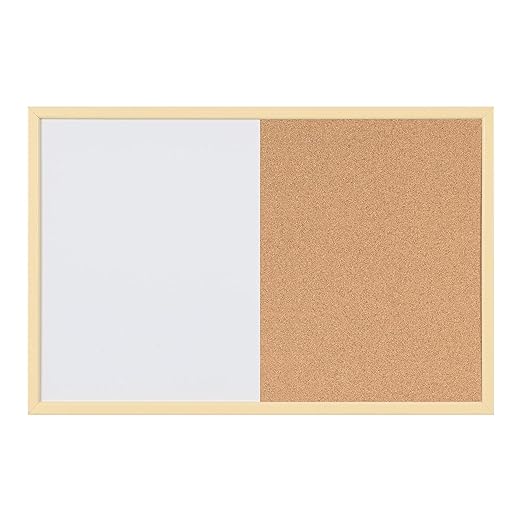 MasterVision Pastel Combo Bulletin and Dry Erase Board, 24" x 18", Yellow Frame, Decorative Magnetic Whiteboard and Cork Board, Wall Décor for Home, Office, Dorm, or Classroom