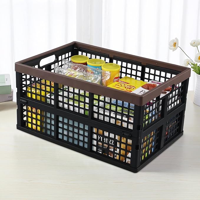 4-Pack Large Plastic Collapsible Storage Crate, 42 L Folding Crates Storage