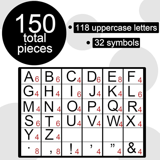 150 PCS Large 6" Bulletin Board Letters Set, Black Classroom Alphabet Cutout Letter for Bulletin Board Display Home School, A Great Helper to Inspire Students' Learning Interest