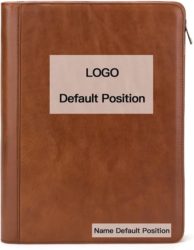 Personalized Genuine Leather Portfolio for Women and Men, Custom Engraved 8.5 x 11 Legal Padfolio, Zippered Notebook Laptop Organizer, Business Executive Folio for Work, Brown, Oil Tanned