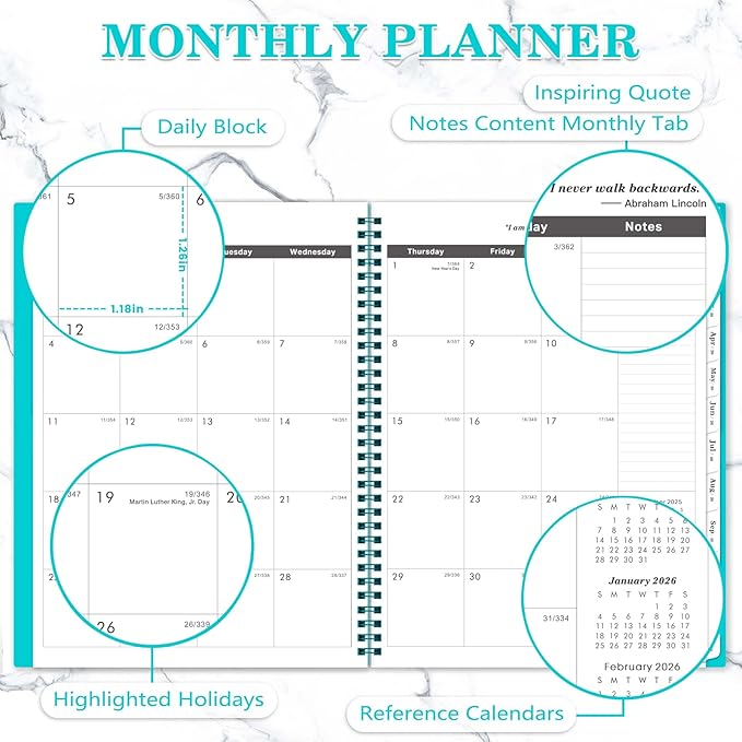 Monthly Planner 2026-2027 - 2026-2027 Monthly Planner, 9'' x 11'', 24 Months from JAN. 2026 to DEC. 2027 with Inner Pocket