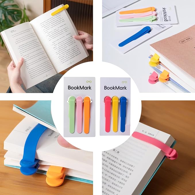 9Pcs Automatic Smart Bookmark, Book Marks for Reading Women Men Kids Book Lovers, Silicone Auto Book Mark Bookmarks for Reading, Unique Book Marker Bookmark Clip Page Holder Accessories