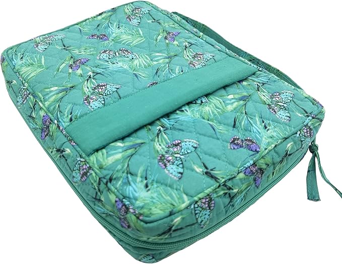 DIWI Extra Large Sizes Quilted Bible Cover 11.25 X 8.25 X 2.75 Inches Good Book Case Teal Color (XL, C1 Butterfly Green)