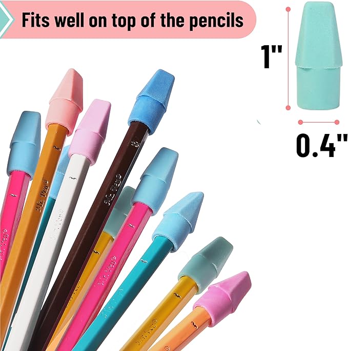 Mr. Pen- Pencil Erasers Toppers, 1000 Pack, Colorful, Latex Free, No Smudge, Mr Pen Erasers for Pencils