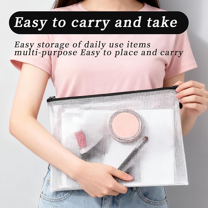 MultiBey 18 Pack Mesh Zipper Bags, 6 Sizes Black Waterproof Organizer Pouches for Puzzles, Travel, Office and School Supplies