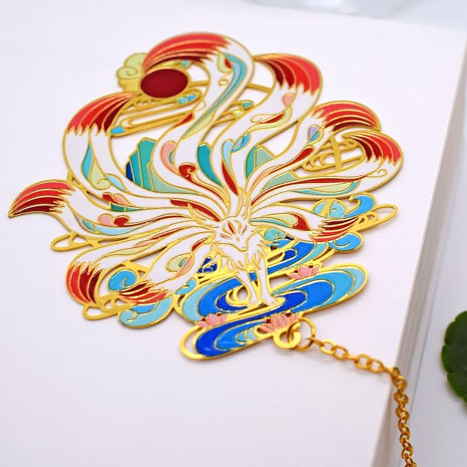 BLBMH Kitsune Cool Metal Bookmark Birthday Gifts for Women Book Lovers Best Friends Cute Anime Book Markers Unique Readers Gifts - K3