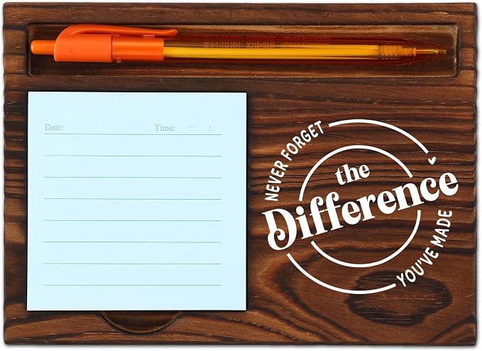 Never Forget The Difference You’ve Made Self-Stick Note Pad Holder, Meaningful Appreciation Gift for Teachers Nurses Caregivers Mentors Functional Organizer, Work Desk Retro Note Pad Holder SDZ307
