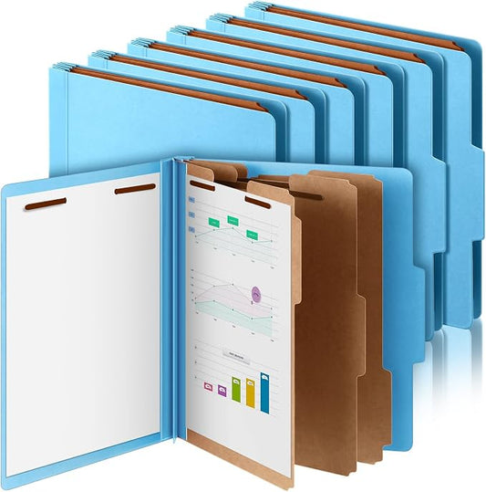 Skyygemm 12 Pcs Classification Folders Letter Size, 3 Divider Pressboard File Folder with Fasteners, Expanding File Organizer Bulk for School Teachers, Office Employee, Coworker, Staff (Blue)