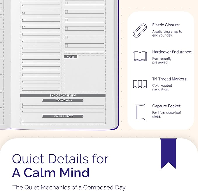 Panda Planner Classic A5 Daily Planner 2026 – Undated Quarterly Planner & Daily Task Planner with Hourly Schedule, To Do List, Goal Planner, Habit Tracker & Gratitude Journal for Focus & Organization – Purple