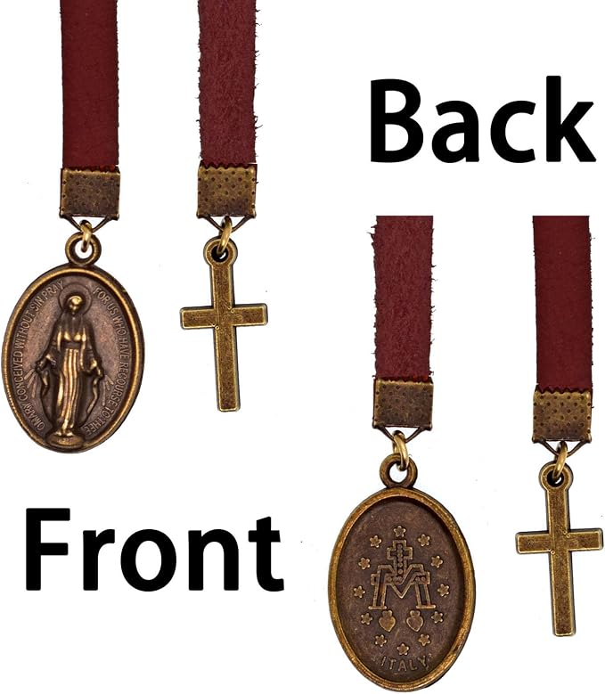 BLBMH Genuine Leather Bible Bookmark with Cross | Catholic Gifts for Men Dad Women Pastor Mom | Christian Book Marker with Ribbon - LB6