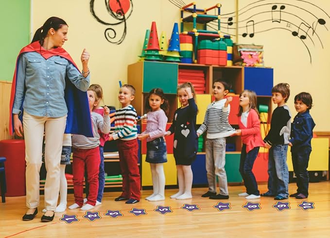 WaaHome Line Up Spots for Classroom Floor - Floor Number Stickers 1-30 for Classroom Lining 4" Removable Vinyl Line Up Stickers Dots Decals for Preschool Kindergarten Elementary School Supplies