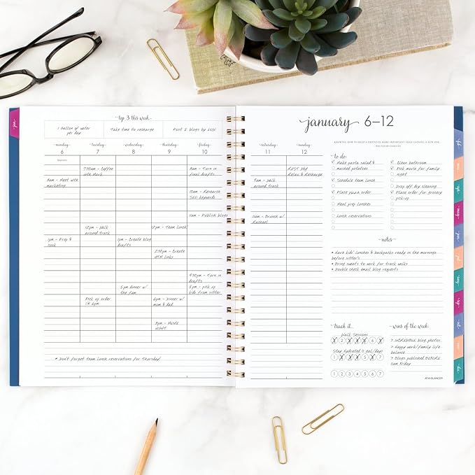 AT-A-GLANCE 2025 Planner, Weekly & Monthly, 8-1/2" x 11", Large, Harmony, Denim (1099-905-20-25)