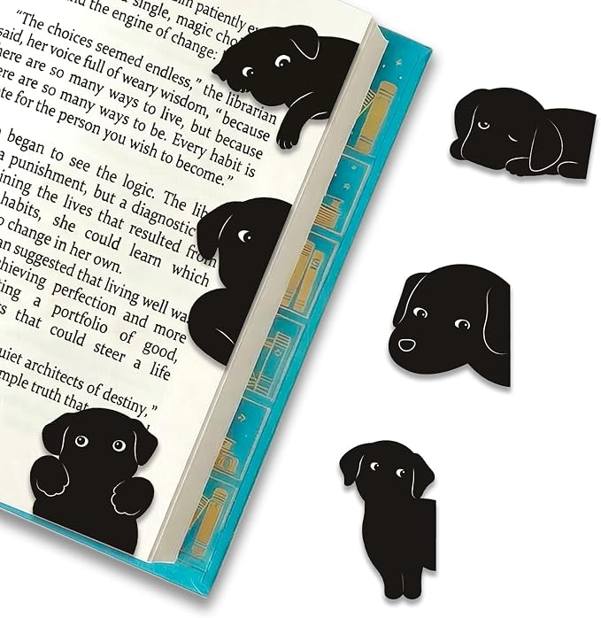 Magnetic Dog Bookmarks – 6Pcs Cute Black Labrador Puppy Book Markers for Dog Lovers - Dog Mom Gifts for Women - Bookish Gifts for Book Lovers - Page Markers for Reading Journal Planner