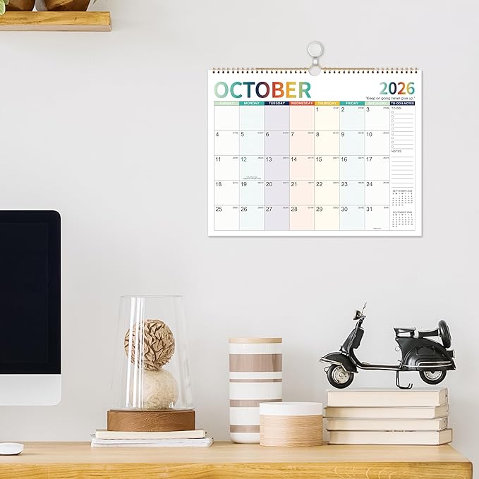 Wall Calendar 2026 - Monthly Calendar January 2026 - December 2026, 14.8 x 11.4 Inches, with Julian Date, Perfect for Organizing