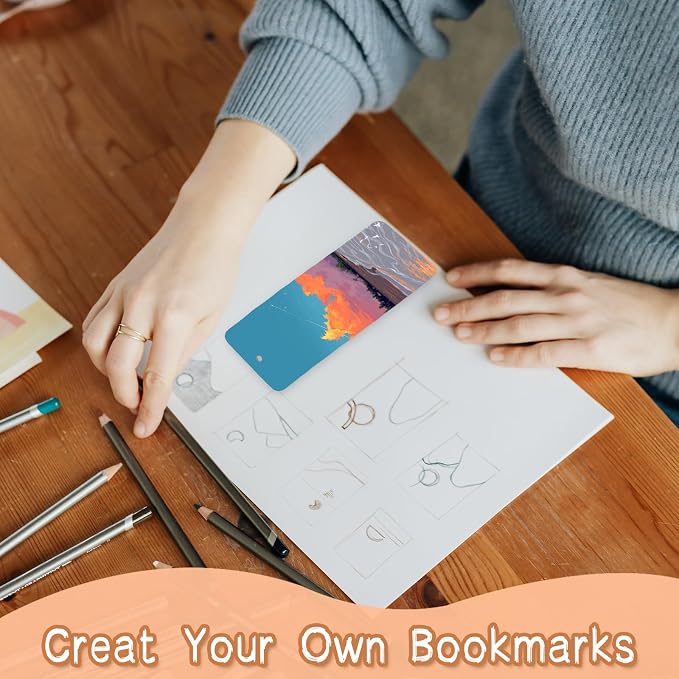DSYIL 100 Set Blank Bookmarks with Colorful Tassels, White Cardstock Bookmarks Bulk, Craft Paper Book Marks for DIY Projects and Gifts Tags, 5.5 x 2 Inch