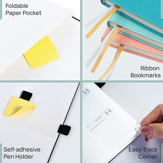 POPRUN Planner 2026-2027, 6.5" x 8.5", Academic Planner 2026-2027 Weekly and Monthly (July 26-June 27) Hourly Appointment Book with Inner Pockets, Leather Soft Cover, 100GSM - Blue