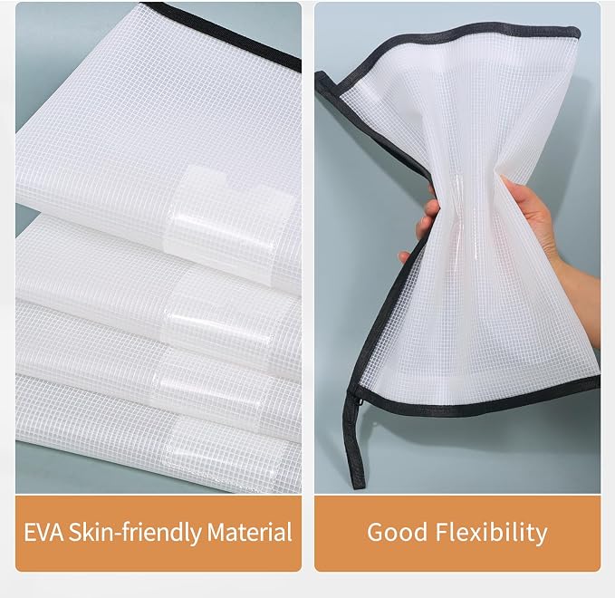 4 Pack A4 Plastic File Folder Poly Envelopes Expanding Document Folders with Zipper and Label Pocket, Files Pouch Wallet for Home, Office, School (Black)
