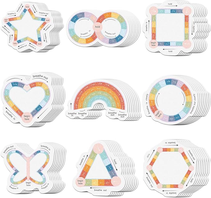 Gersoniel 72 Pcs Anxiety Sensory Stickers Calm Stickers Adhesive Textured Mental Health Strips Mindfulness Fidget Decals Stress Anxiety Relief Items for Desk Therapy Office Counselor(Pastel Breathe)