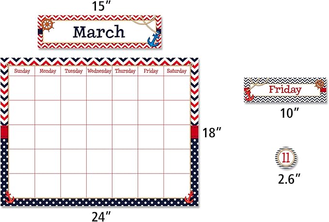 Teacher Created Resources Nautical Calendar Bulletin Board Display Set (Pack of 2)