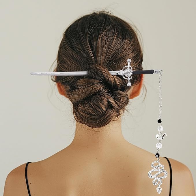 Fantasy Sword Metal Bookmark - Unique Snakes Crane Charm Book Marks Crystal Beads Chain Page Mark Bookish Birthday Gifts School Reading Accessories for Women Students Teachers Lovers Readers